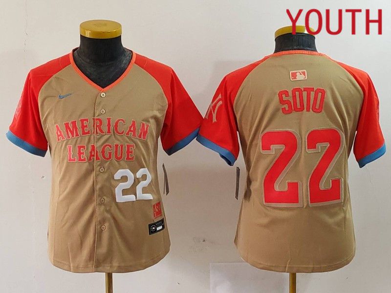 Youth New York Yankees 22 Soto Orange All star 2024 Nike MLB Jersey style 2